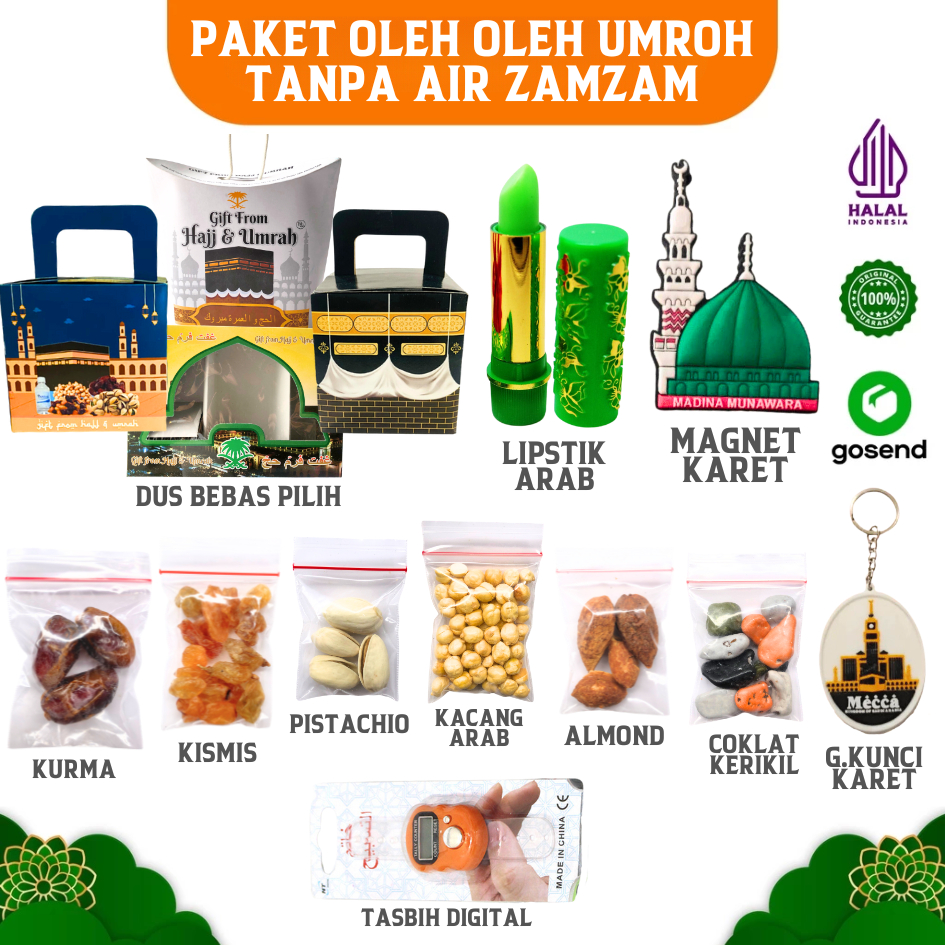 

Oleh Oleh Umroh Gift Hampers Ekonomis Tanpa Air Zamzam & Botol Terlengkap ISI LEBIH MELIMPAH
