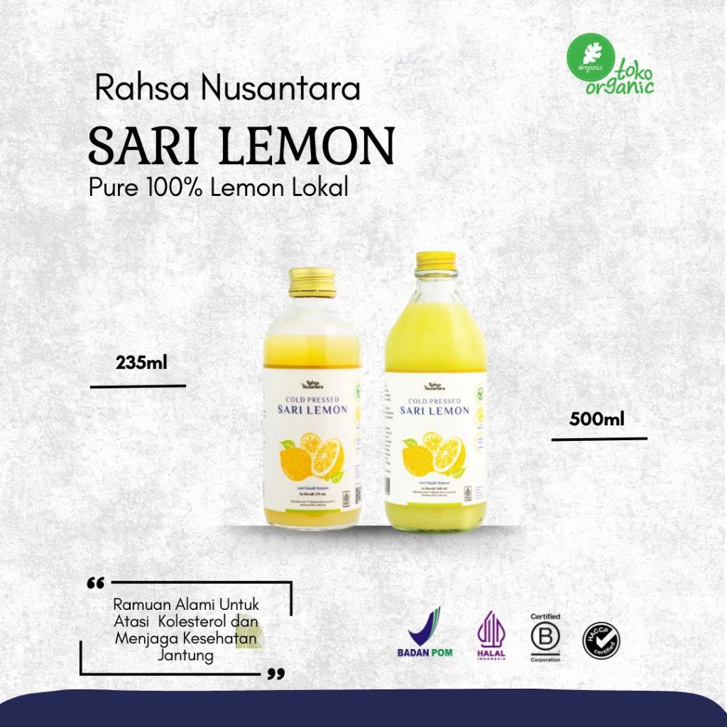 

Rahsa Nusantara Sari Lemon | Premium Juice Lemon Murni Lokal, Lemond Cold Pressed, Lemon Jus Kaya Vitamin C BPOM