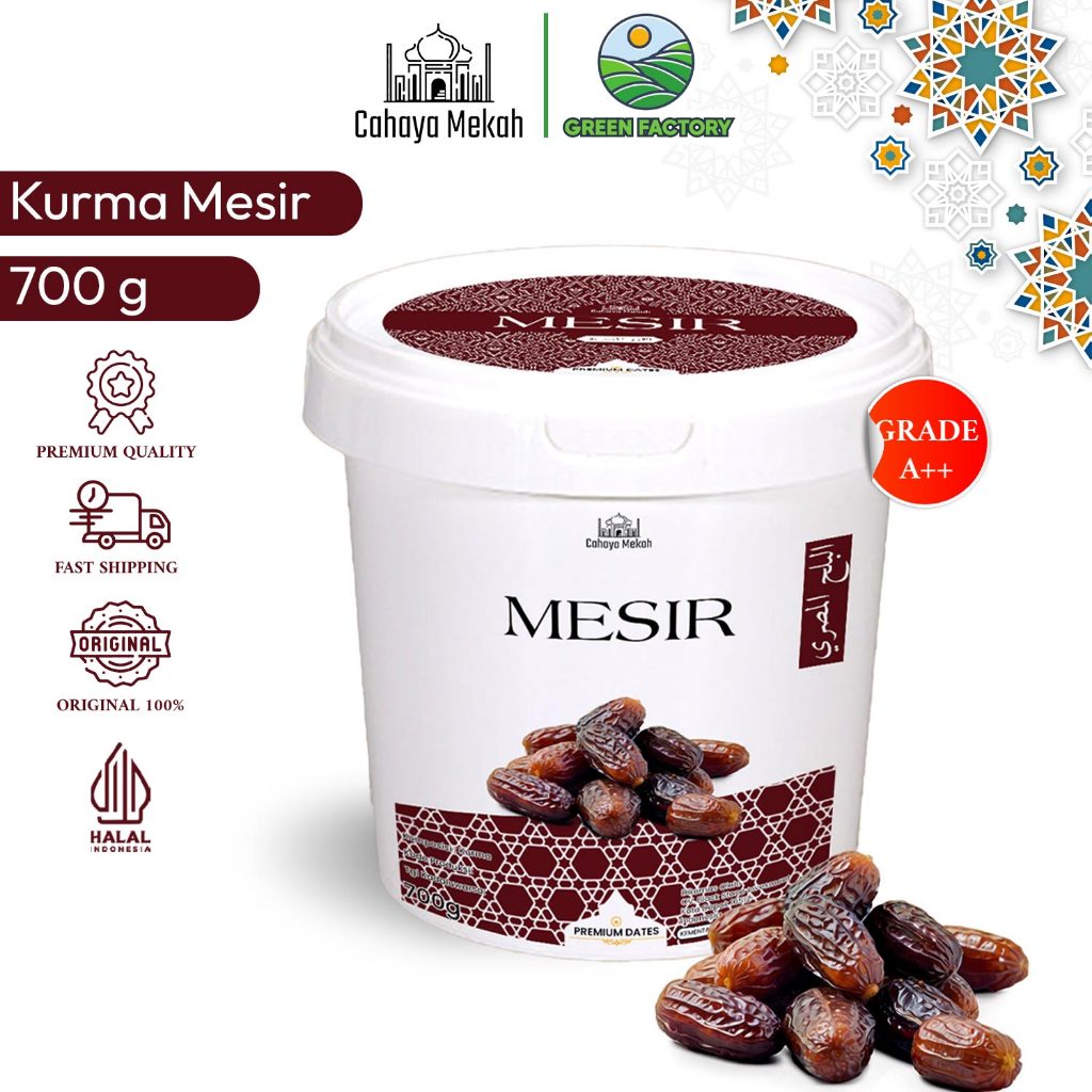 

Cahaya Mekah Kurma Mesir Dates Kemasan Ember Egypt Dates 700g