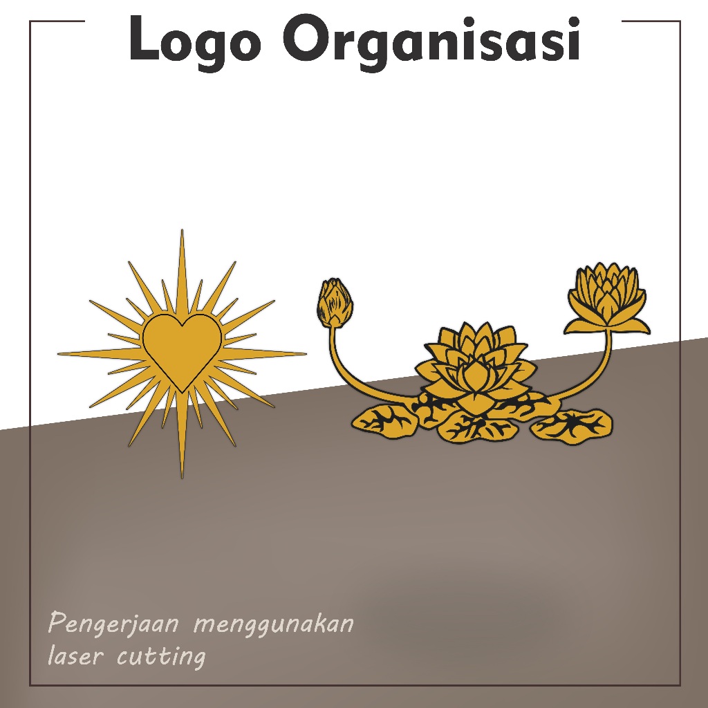 Logo Hati PSHT dan Teratai Akrilik Gold Mirror | Hiasan Akrilik