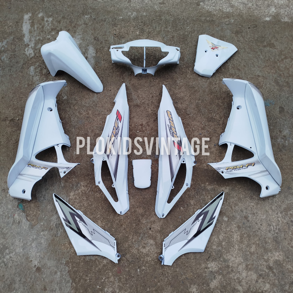 BODY HALUS SUPRA X 125 OLD SUPRA 125 LAMA PUTIH SET STRIPING WAVE