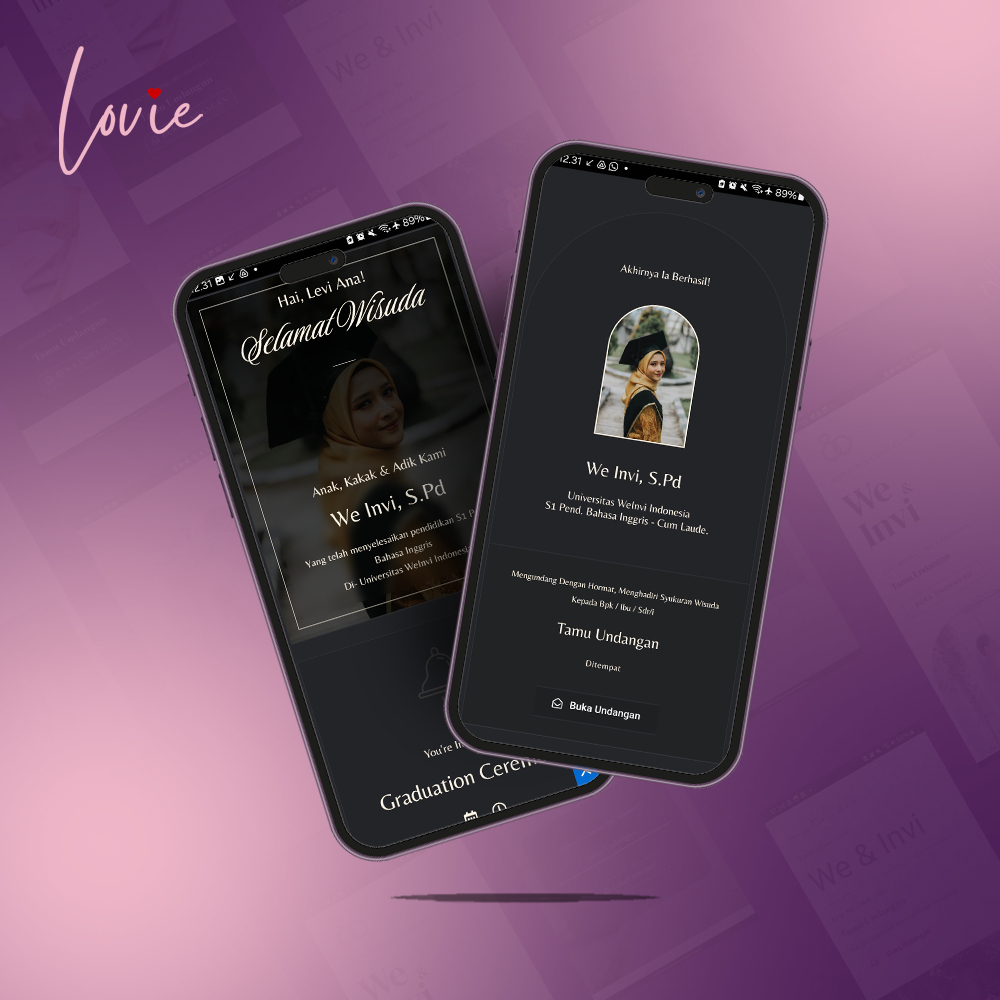 Lovie - Undangan Wisuda Mahasiswa  Digital Website Full Fitur Unlimited Nama Undangan