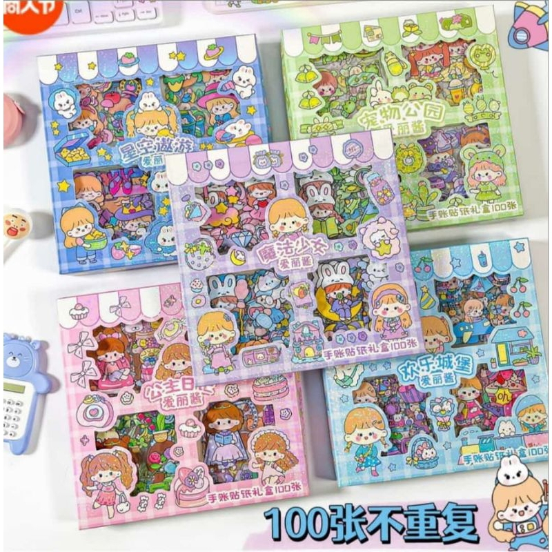 

Stiker momo waterproof box 100 lembar / Sticker momo motif korea anak perempuan Handbook Scrapbook