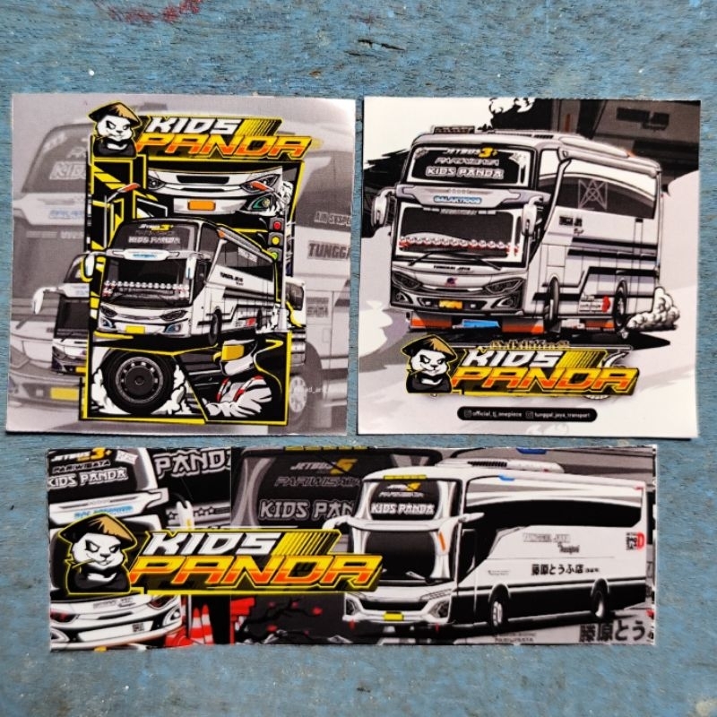 Stiker bus KIDS PANDA isi 3 stiker bis bus Baik Rasa  Kids panda