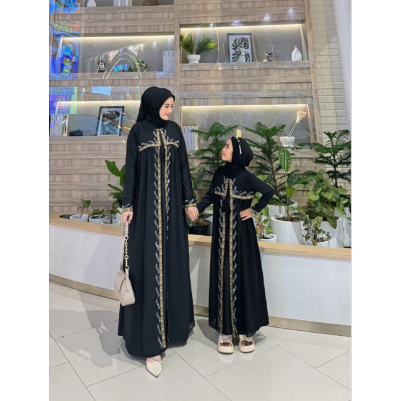 [Khamymshop] Set Couple Gamis Abaya Mahira Modern Ibu dan Anak (5-12 tahun) || Gamis Abaya Saudi Ori