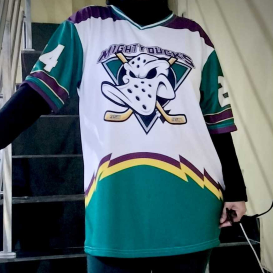 #JERSEY SUBLIM FULL PRINTING MIGHTY DUCKS 24  NHL HOCKEY OVERSIZE TERBARU