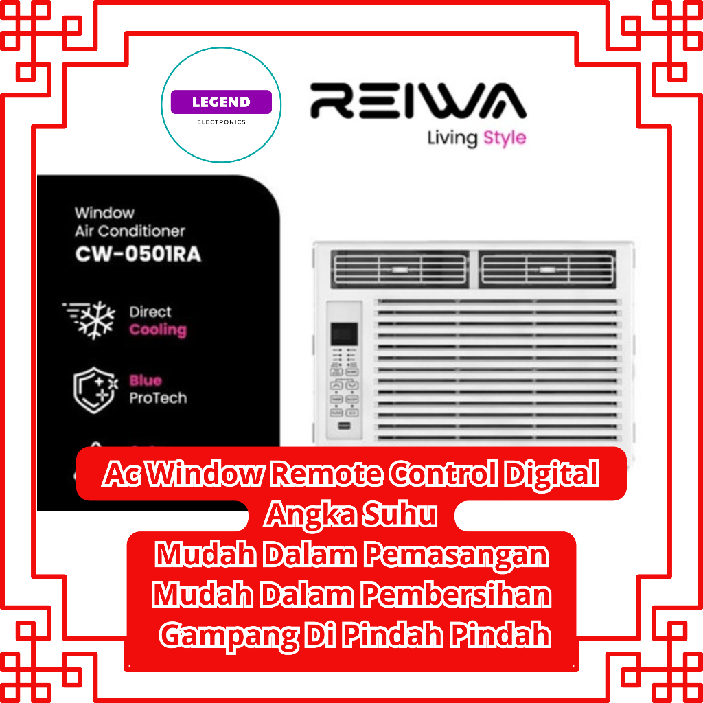 AC WINDOW REIWA AC WINDOW 1/2 PK CW-0501RA 0,5 PK 370WATT LOW WATT / CW0501RA