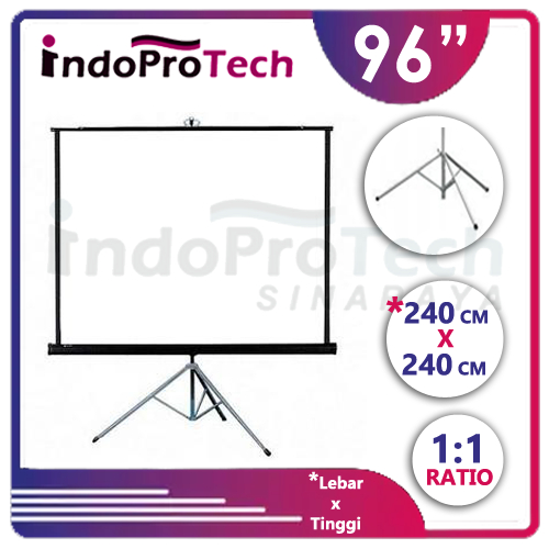 Layar Proyektor Tripod 96 inch | Screen Projector Kaki Tripod Lipat Manual