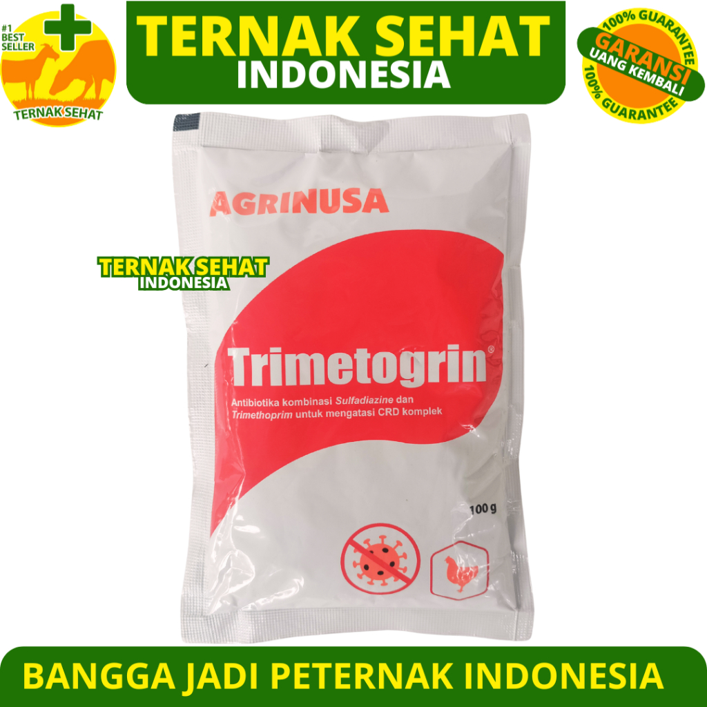 TRIMETOGRIN 100 GRAM - Obat Ayam Ngorok Pilek Snot Kolera Koli Crd komplek - Like Colibact Serbuk
