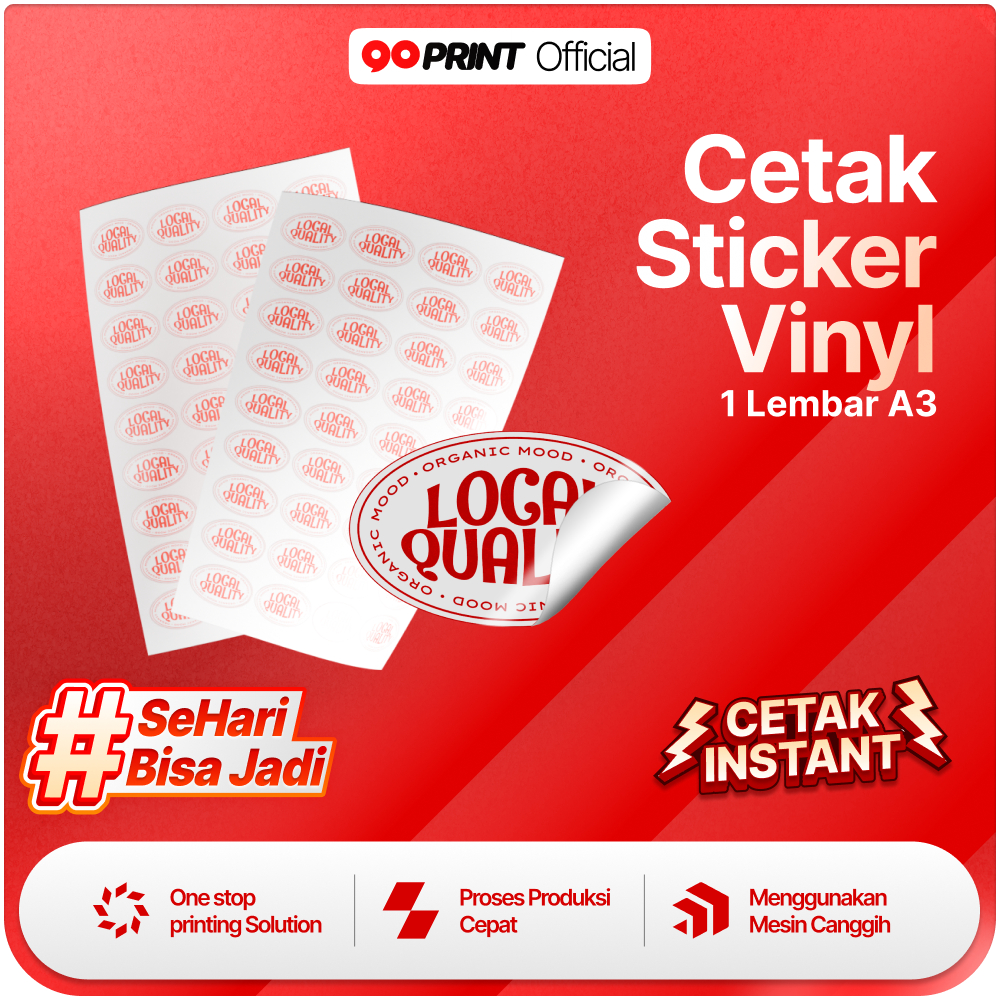 

Cetak Sticker Vinyl A3 / Stiker label tahan air / Stiker anti luntur / Stiker Label Makanan Minuman