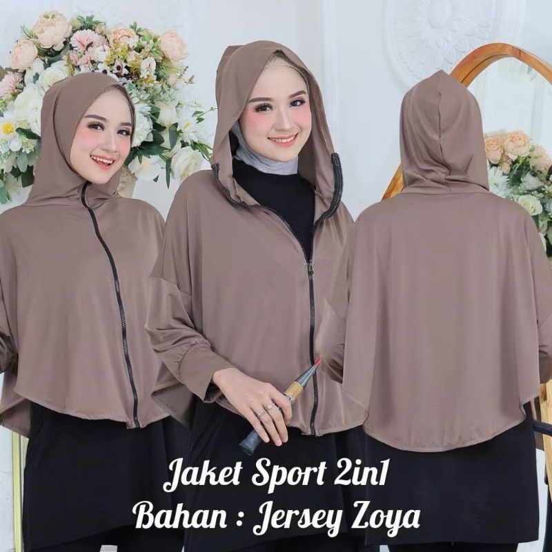 Jaket Hijab Sport 2 in 1 - Outdoor Hijab - Jaket Olahraga Syari - Jaket hijab syari