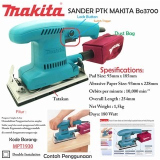 Makita BO3700 / BO 3700 Mesin Amplas / Finishing Sander