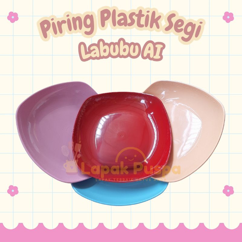 1 pcs piring plastik segi labubu bagus murah piring plastik karakter labubu