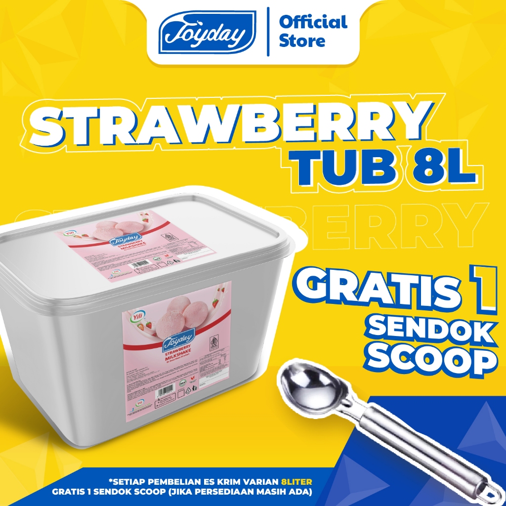 

GRATIS Sendok Es Krim Joyday Ice Cream Strawberry Bucket 8L - Es Krim Ember Free Scoop