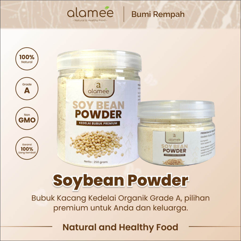 

ALAMEE Soy Milk Bean Powder PREMIUM Bubuk Susu Kacang Kedelai Murni Tinggi Protein Tanpa Gula 250gr