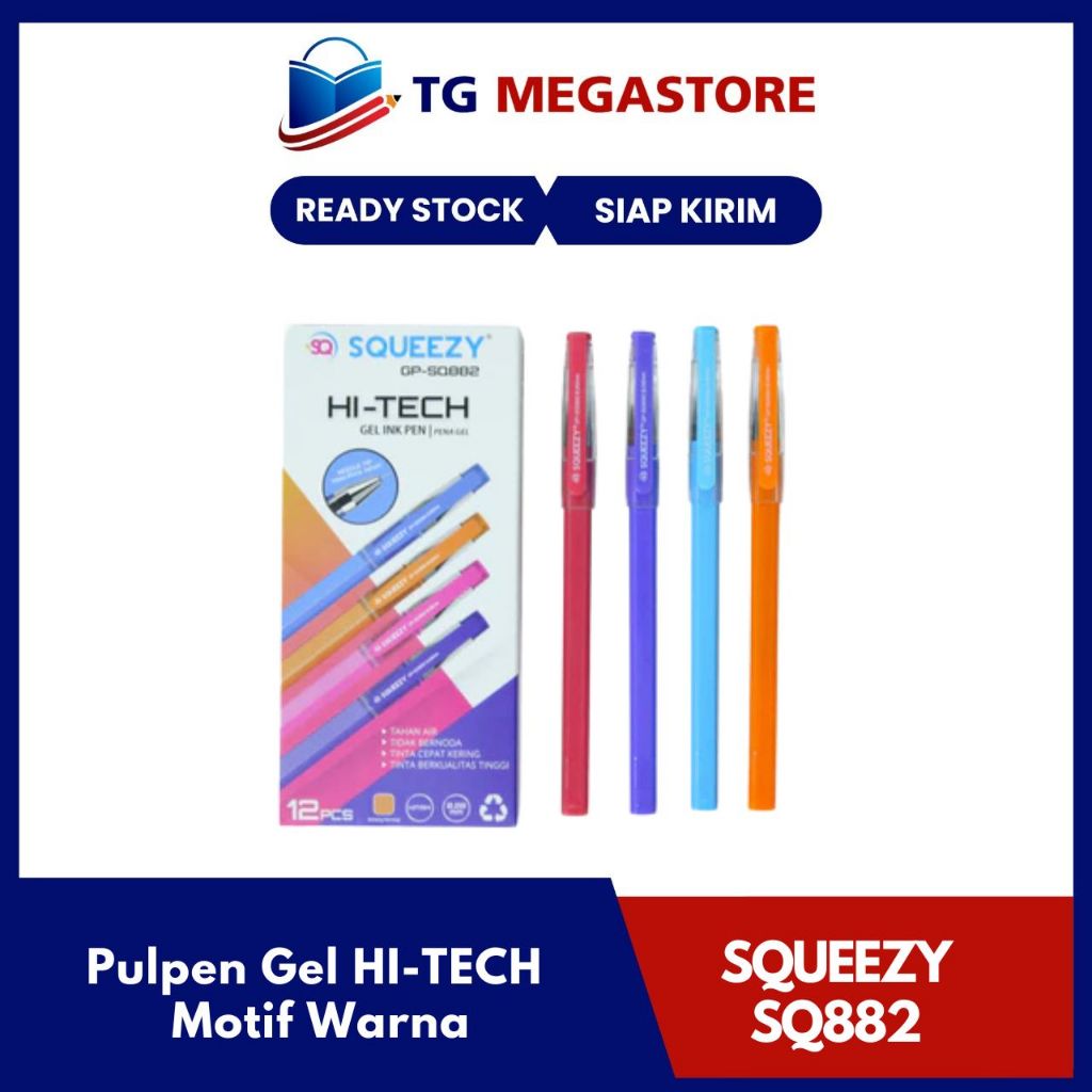 

Squeezy Pulpen Gel HI-TECH Motif Warna GP-SQ882