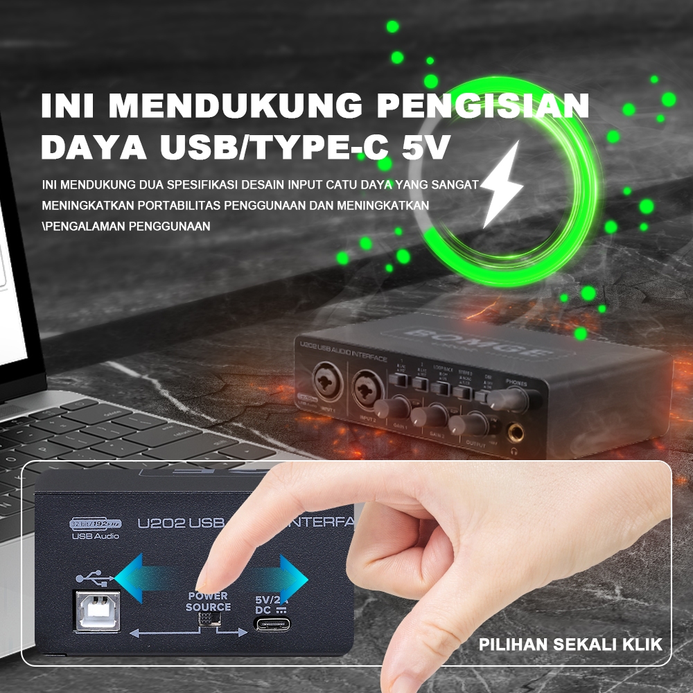 BIG SALE BOMGE Audio Interface U202 SoundCard with Mic Preamplifier Soundcard USB XLR/TSR/TS