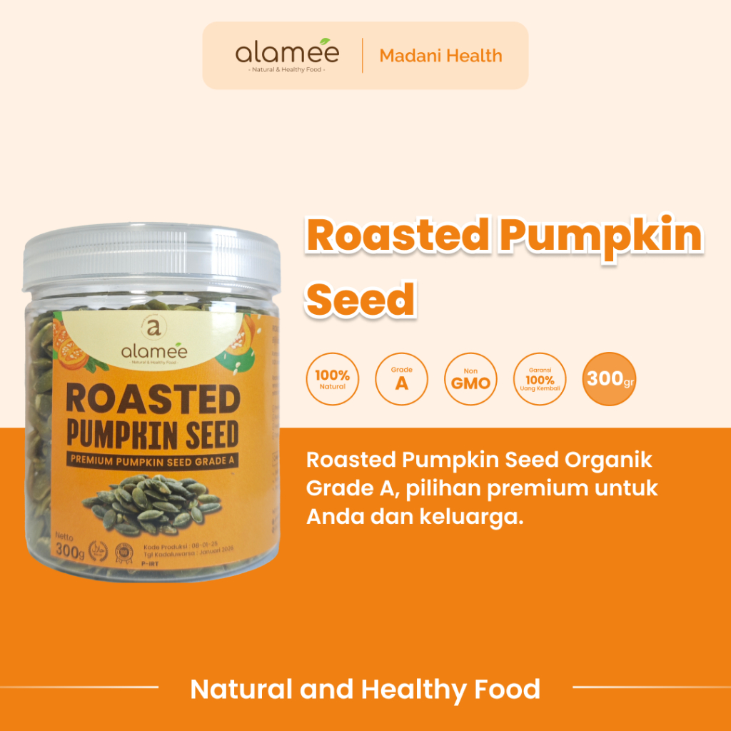 

ALAMEE Roasted Pumpkin Seed Biji Labu Pepita Kupas Panggang Matang Siap Makan Natural 300gr