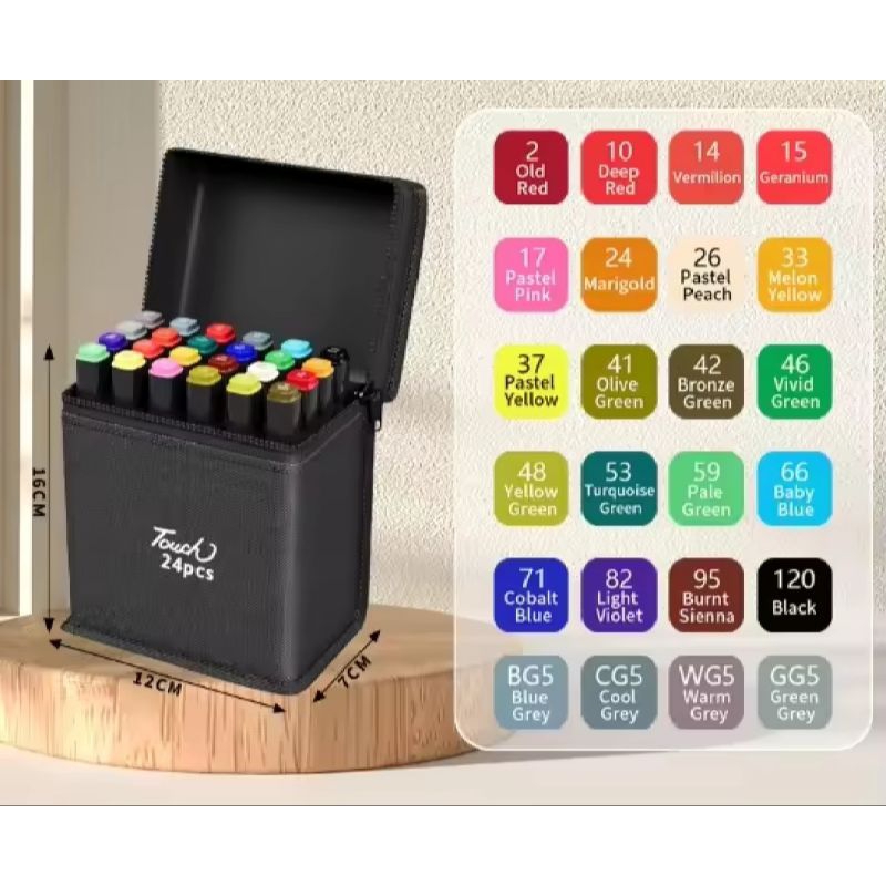 

[TERMURAH] Spidol Dual Side Fine Art Brush Pen Art Marker 24 Color TOUCHNEW Spidol Warna Warni 24 Warna