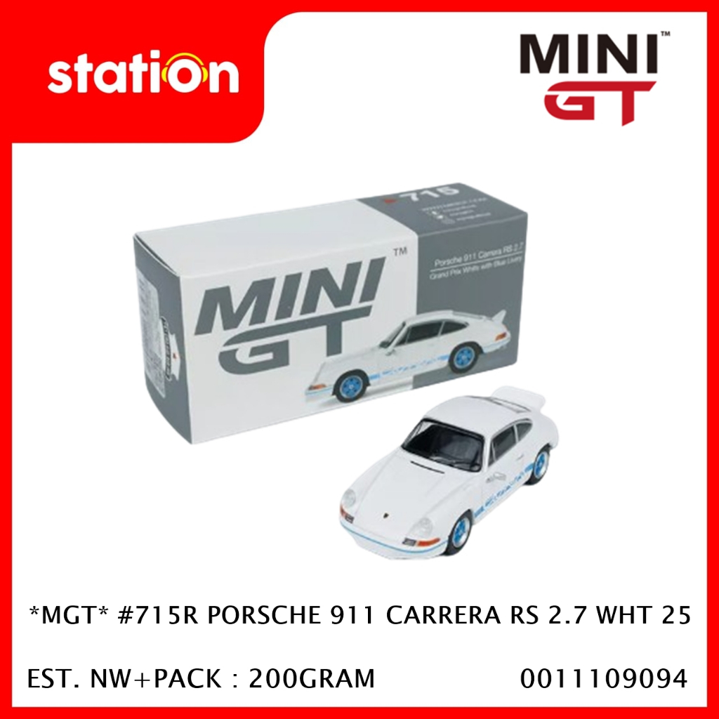 MINI GT #715R PORSCHE 911 CARRERA RS 2.7 WHITE 25 - DIECAST