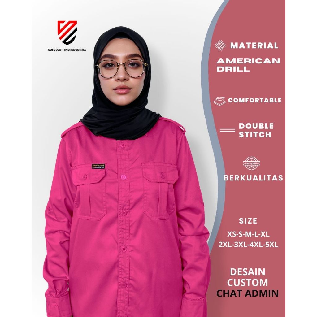 Baju Polos Panjang Pria/ Wanita Warna Pink/ Magenta untuk Seragam Instansi, Kemeja Komunitas dan Org