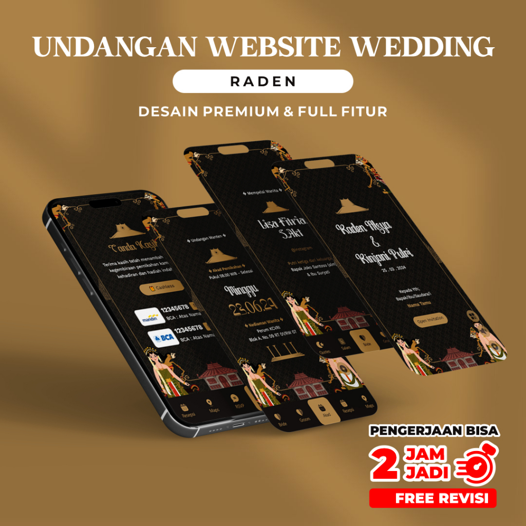 Undangan Digital Website Pernikahan Tema Raden Undangan Website Termurah - Undangan Wedding Adat Jaw