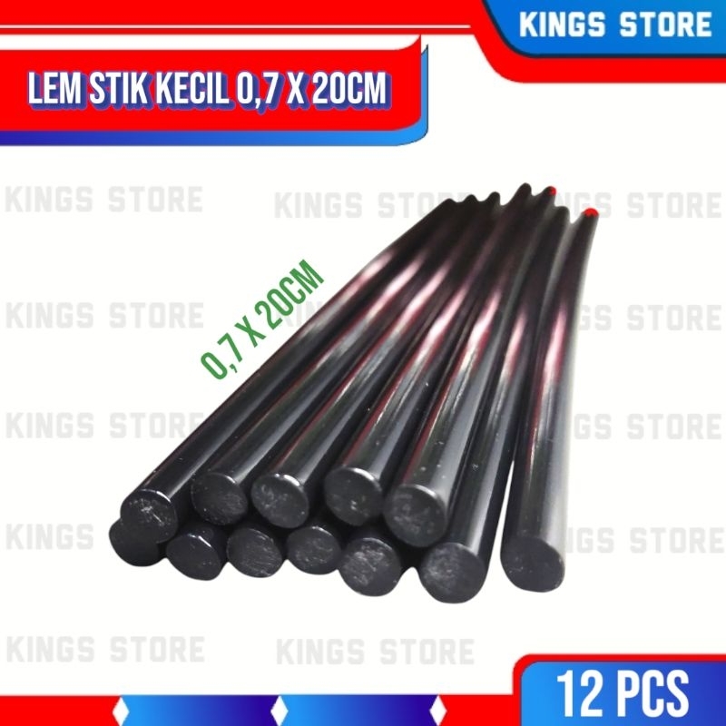 

Lem Glue stik keciL 0.7 x 20cm isi/pack 12pcs/Isi Lem stik kecil Hitam / Lem Bakar kecil Hitam