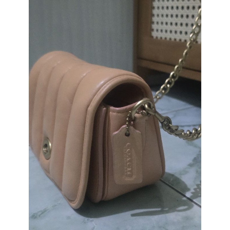 PL Coach dinky quilting crossbody original, Tas Selempang Wanita tali rante