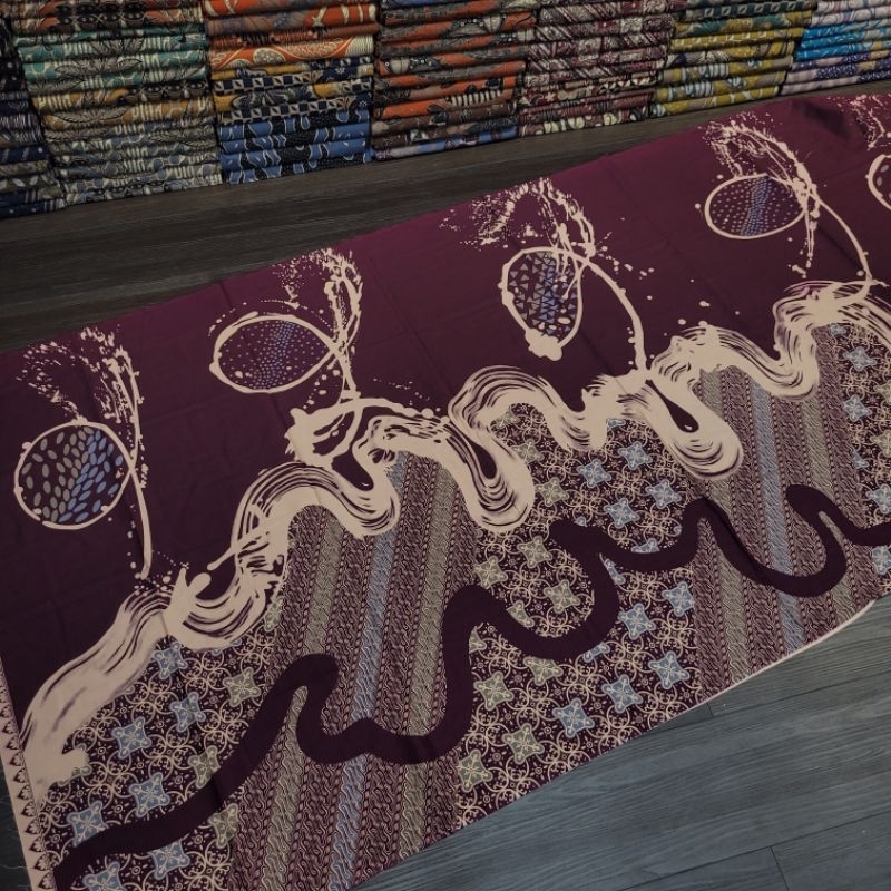KAIN BATIK KATUN WARNA BURGUNDY MOTIF ABSTRAK TERBARU AKSARATEXTILE BTC SOLO