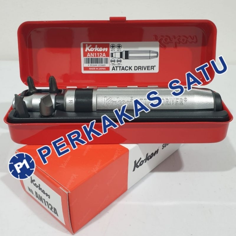 OBENG KETOK KOKEN AN112A JAPAN ATTACK DRIVER IMPACT SCREWDRIVER SET