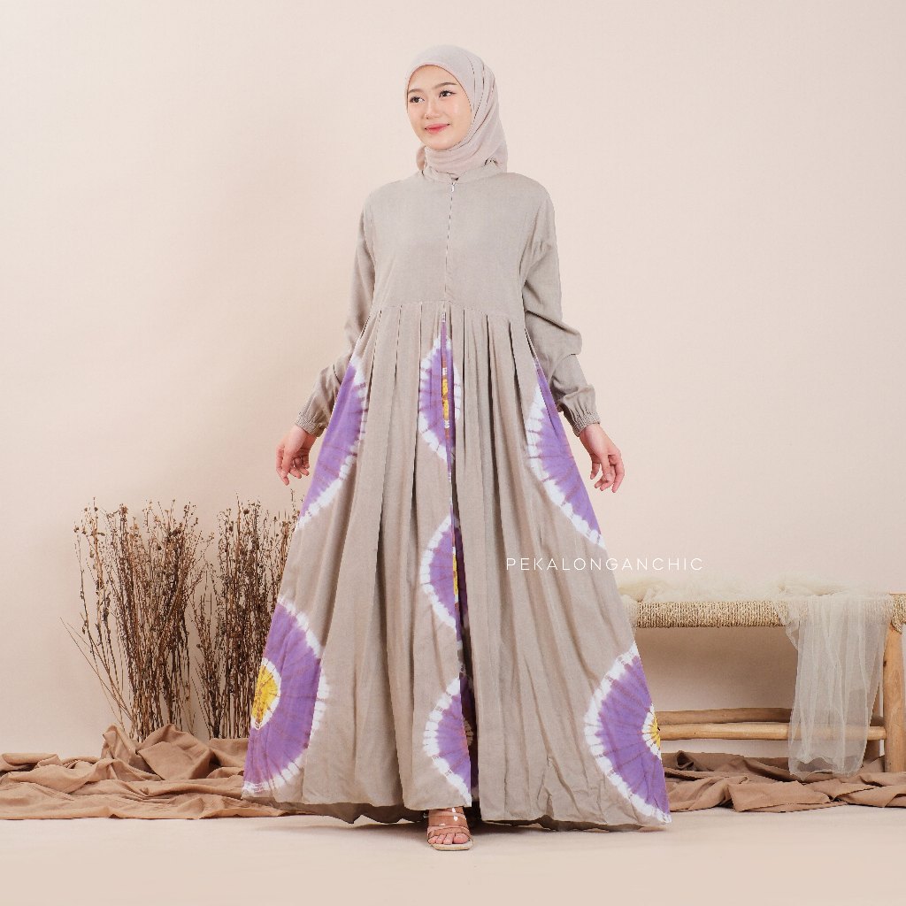 GAMIS BATIK PEKALONGAN JUMPUTAN UNGU JUMBO LD 120 DASTER JUMBO GAMIS RAYON PREMIUM GAMIS TWILL ORI