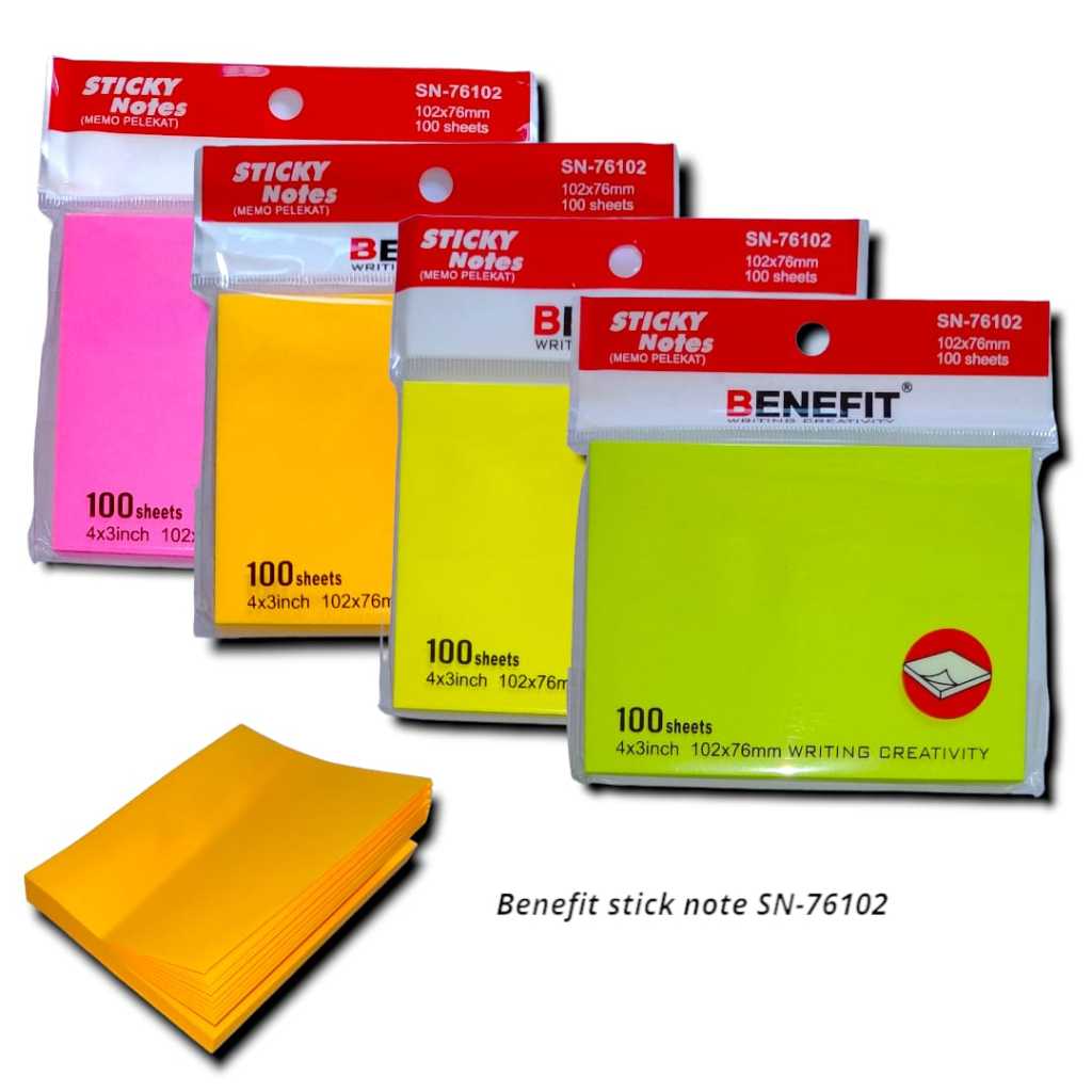 

Sticky Notes Memo Kertas Tempel Besar Warna Campur 76x100 mm isi 100