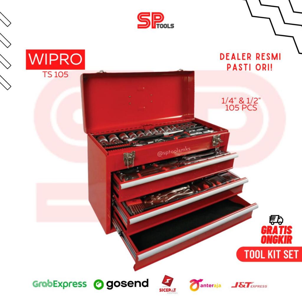 TOOL BOX SET / TOOL KIT SET / MEKANIK MECHANIC TOOLBOX SET 105PCS WIPRO TS105