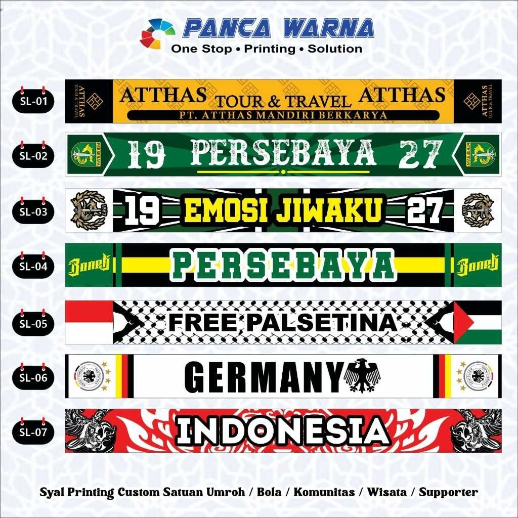 SYAL PRINTING FREE DESAIN | SYAL COSTUM | SYAL UMROH | SYAL BOLA | SYAL MURAH