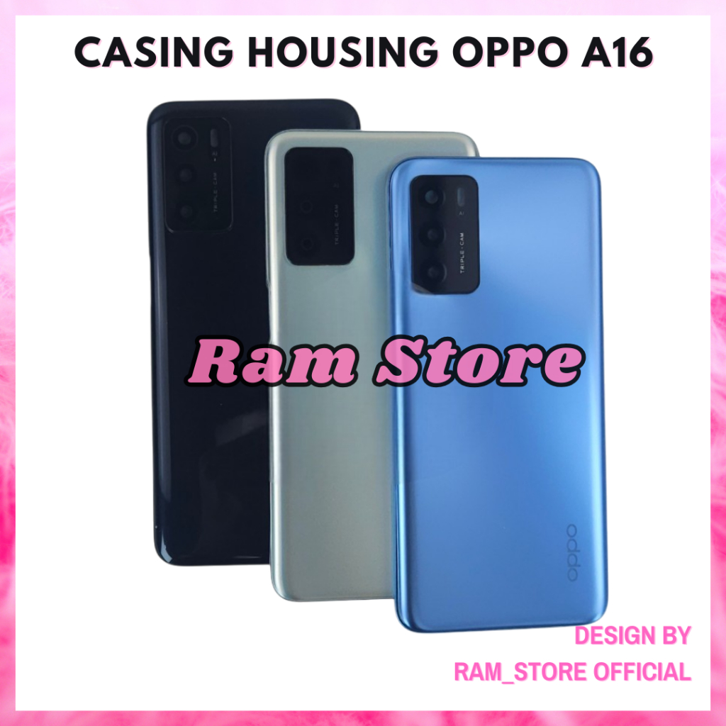 Cassing Hp OPPO A16 Tulang Tengah Bezel Bazel Middle Frame Tutup Mesin Backdoor Plus Ring