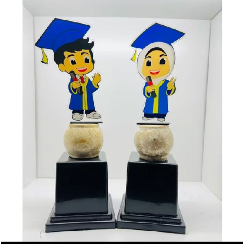 Piala Wisuda Marmer Akrilik Custom untuk Anak TK/Paud