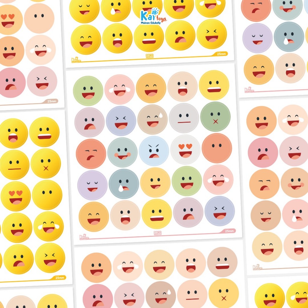 

Stiker Emoji 2,5 cm / Reward Sticker Emoticon 25 mm / Stiker Deco Ekspresi Hadiah Apresiasi Anak Smiley Sad Face