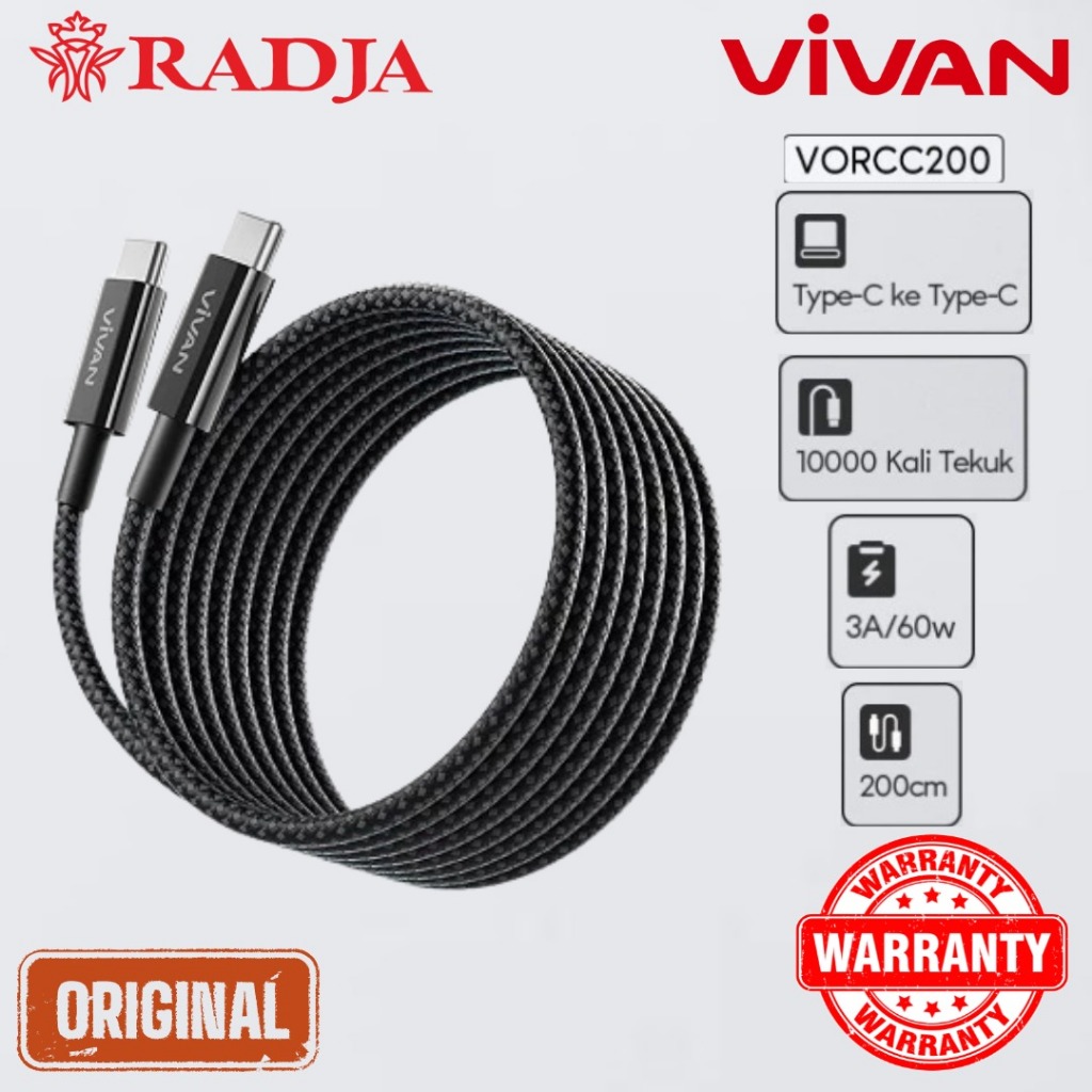 Vivan VORCC200 60W USB-C Charge Cable (2m) USB-C to USB-C 200cm