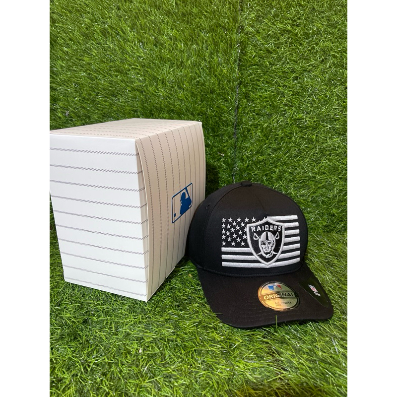 Raiders American Hitam Putih Bahan Hitam Topi Premium