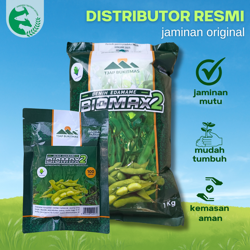 Benih Edamame 1 kg Varietas Biomax 2 Polong Besar Produksi Tinggi Cap Bukit Mas Sertifikat
