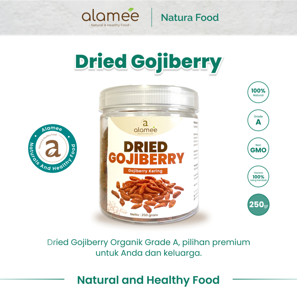 

ALAMEE Gojiberry Kering Cemilan Buah Sehat Rendah Kalori Dried Gojiberry Buah Kici Kering 250gr