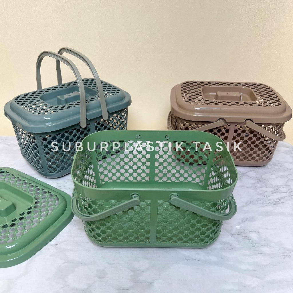 [3 & 6 Pcs] Keranjang Tutup Alicia Elandra Bahan Plastik | Tempat Penyimpanan Serbaguna Dengan Tutup