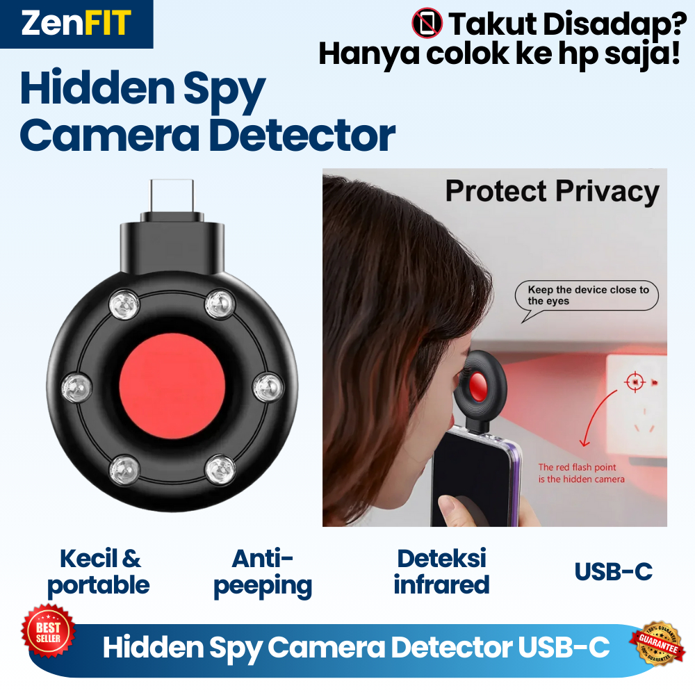 Hidden Spy Camera Detector USB-C | Pendeteksi Kamera Tersembunyi | Anti Spy Cam | RF Signal Detector
