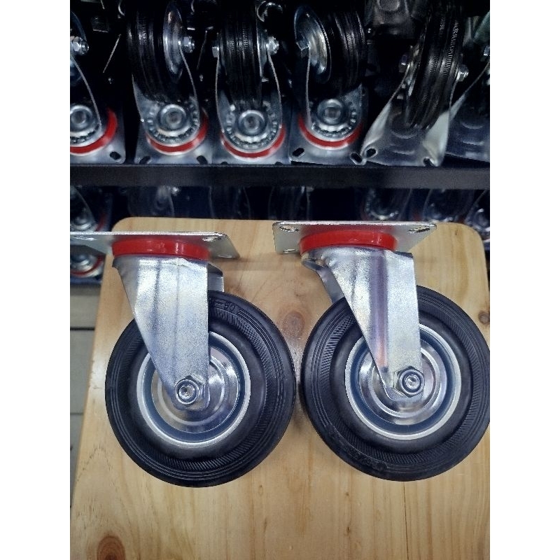 RKS - Roda 5" inch Karet 2 pcs  ( 2 Hidup) Roda troli Gerobak 5 inchi