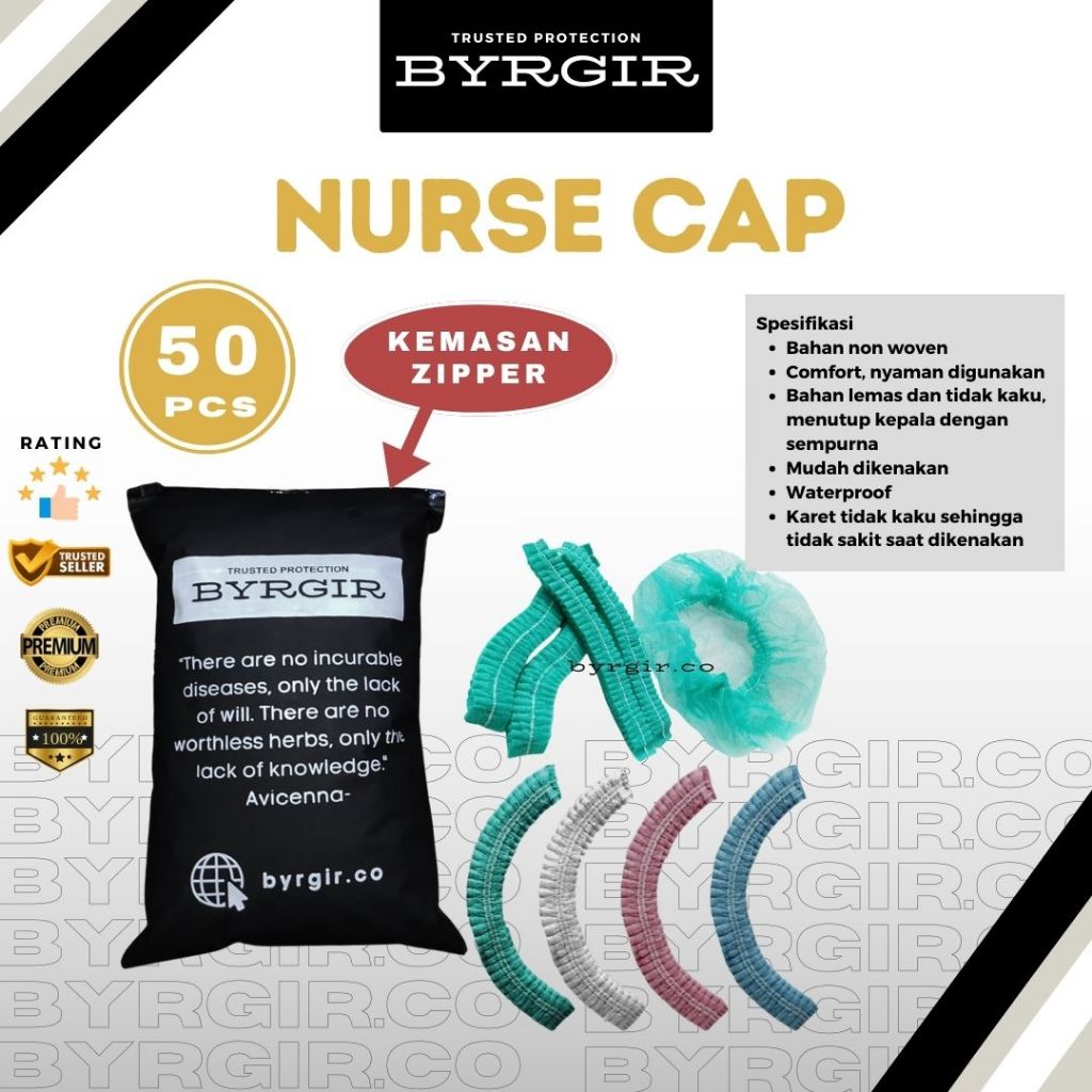 50pcs Disposable Nurse Hair Mob Head Surgical Cap Net Topi Operasi APD
