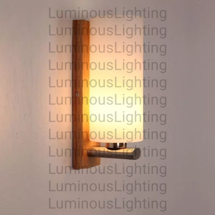 SLB6015 LAMPU DINDING HIAS MINIMALIS MODERN TERAS CAFE KAFE RESTORAN DEKORASI KAYU DAN KACA WALL LAM