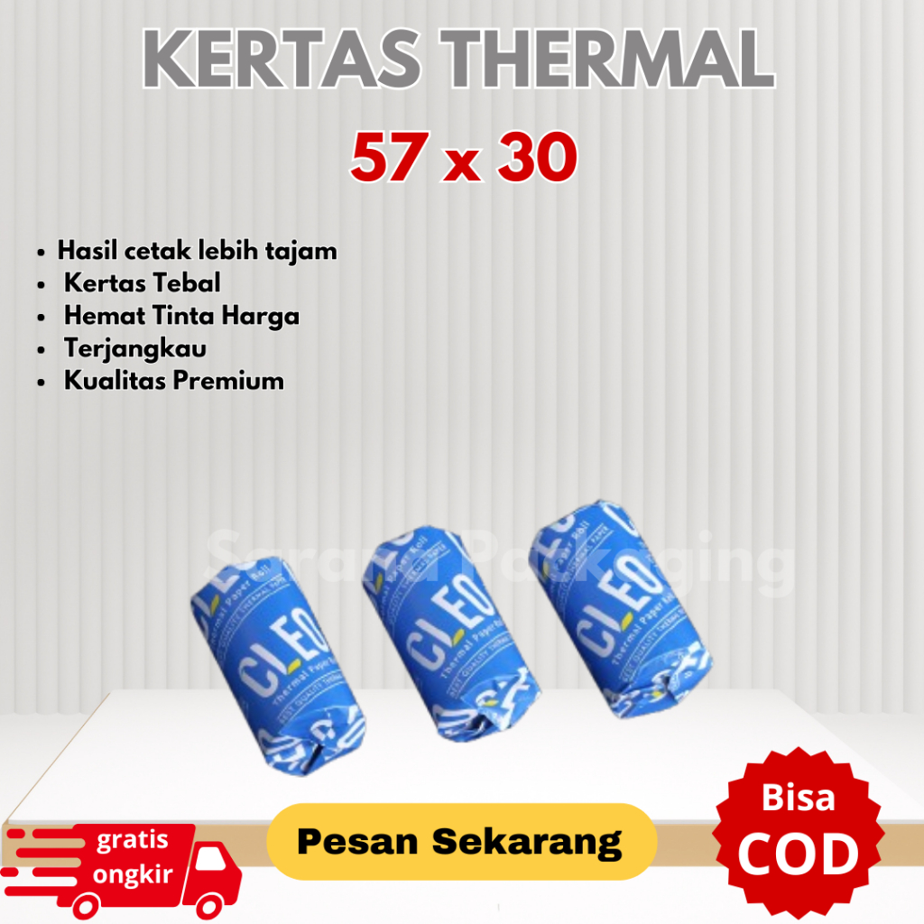 

Cleo Paper Roll Kertas Thermal 57 x 30 / Kertas Kasir / Kertas Struk