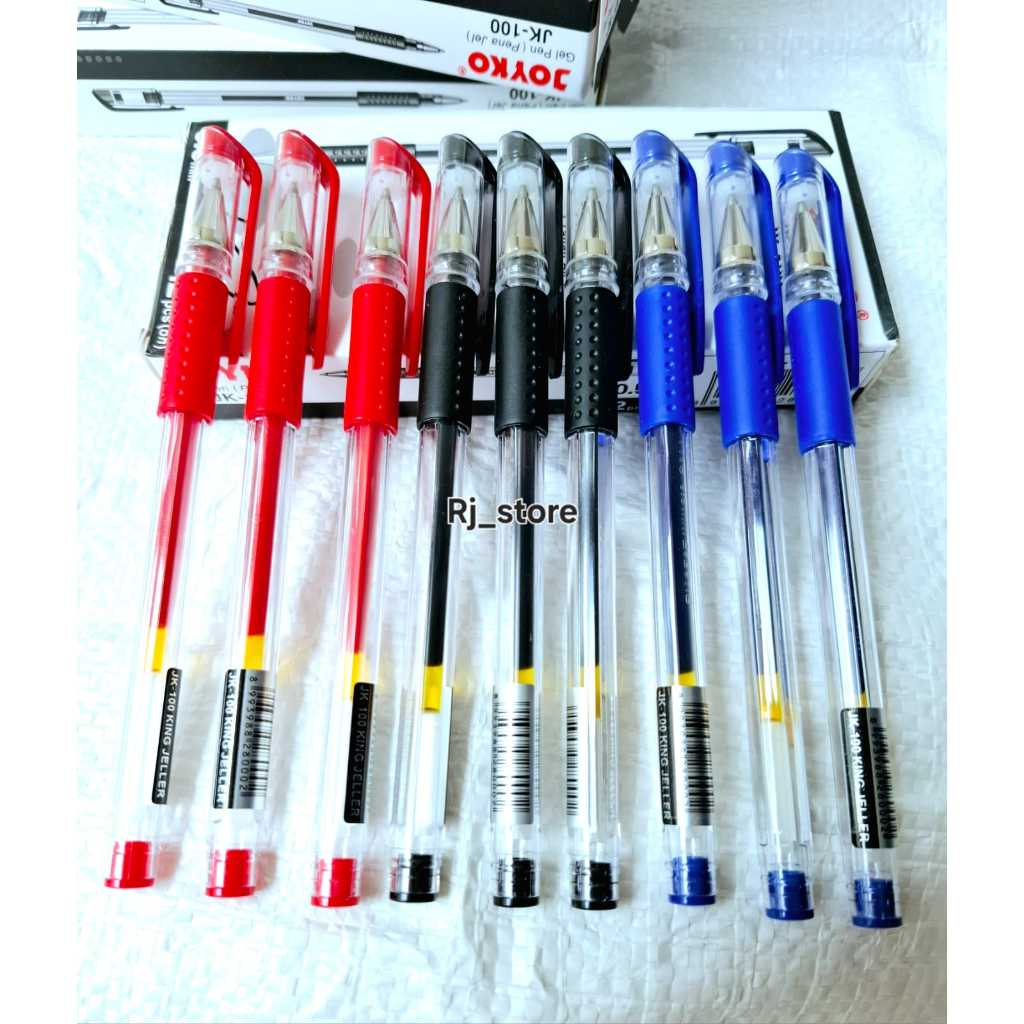 

(Encer 6 pcs)Gel Pen/Pulpen Gel Joyko JK -100 Hitam=Merah=Biruu