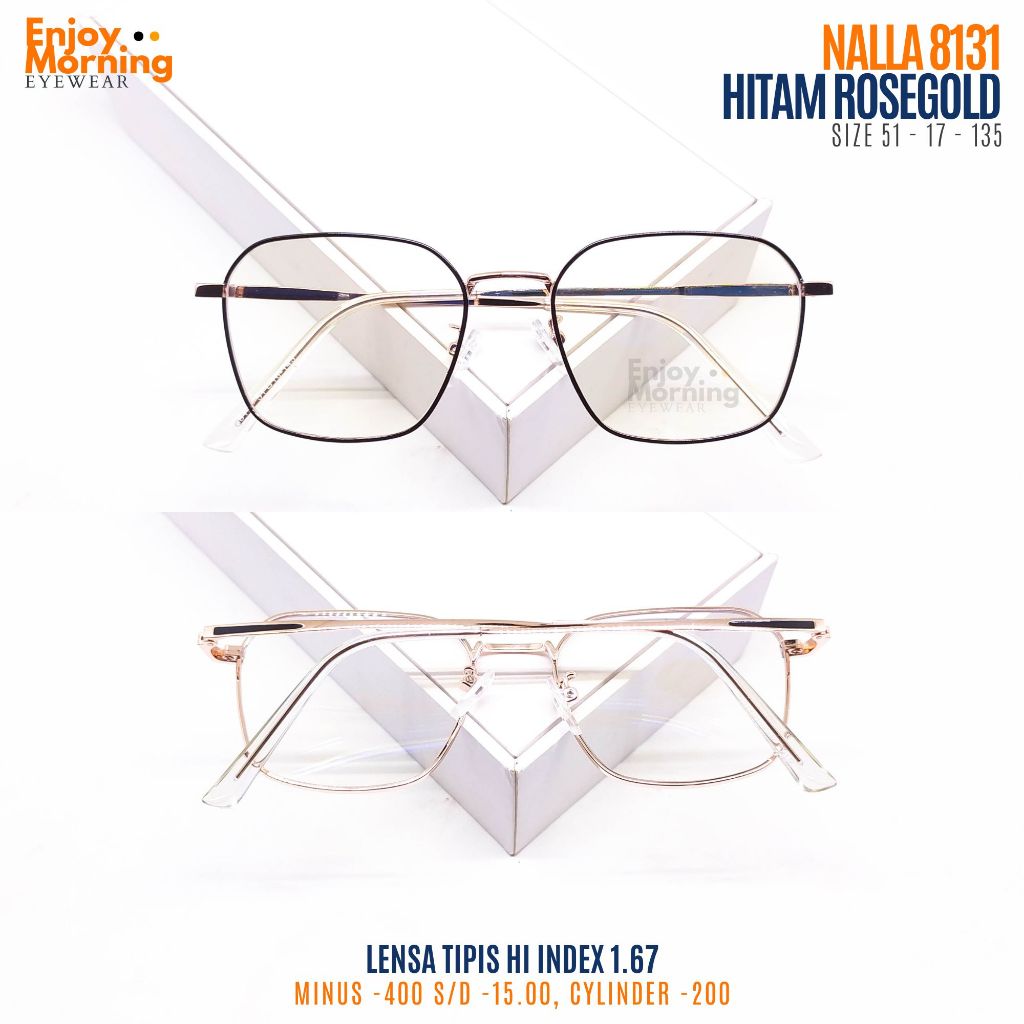 Kacamata Minus Wanita Frame Besi -4 sd -15 Lensa Tipis 1.67 Anti Radiasi Blueray Photocromic Bluecro