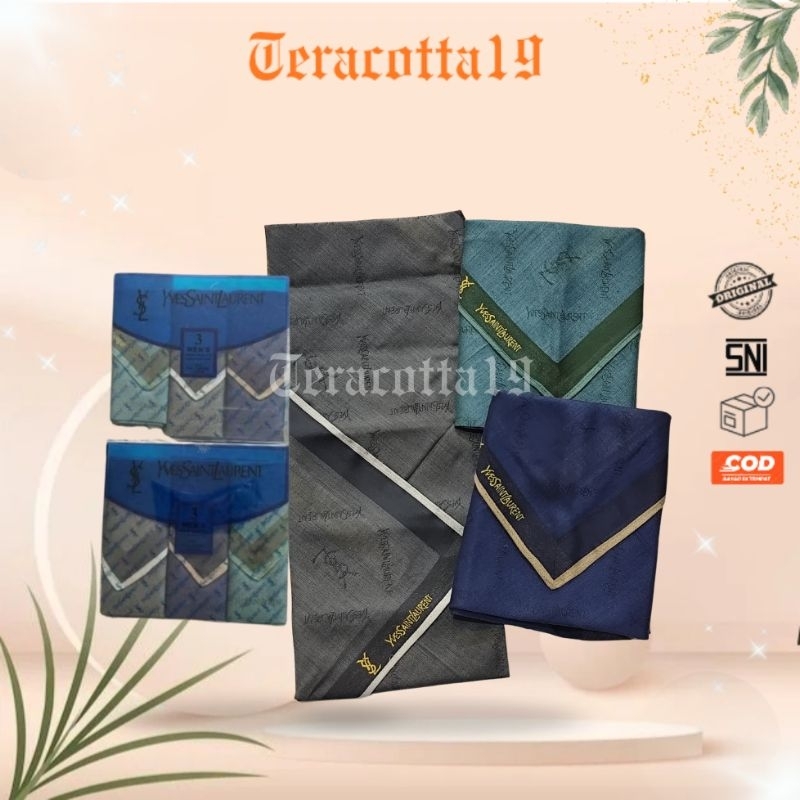 TERACOTTA19 - [3 PCS] Saputangan katun pria/Handkerchief /Selampe pria 46x46